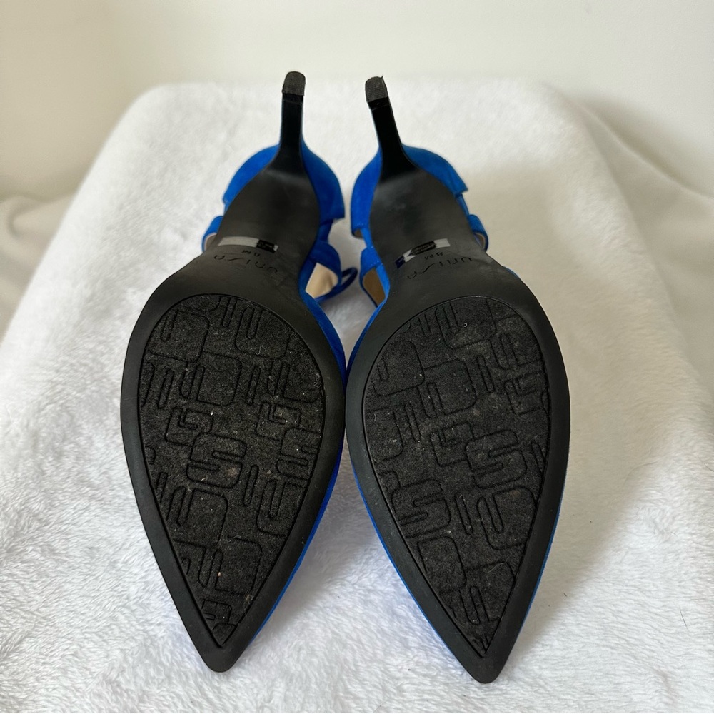 Unisa Royal Blue Suede Pointed-Toe Ankle Tie Heels - Picture 5 of 5